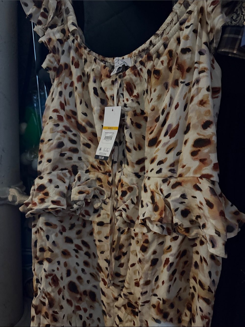 Women’s Maxi Dress in Cream Brown Leopard Print